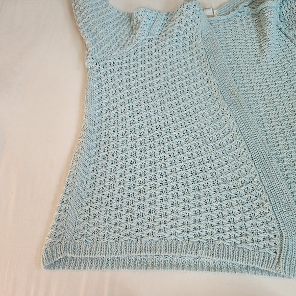 Chico's Open Front Cardigan Aqua Blue Open Knit Size 3 16 - Picture 7 of 10